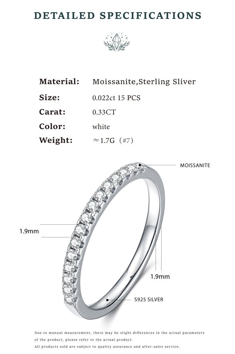 MOI MART Classic Pave Synthetic Moissanite Ring - Hypoallergenic S925 Silver Stack Accent ring, Perfect Gift and Daily Wear