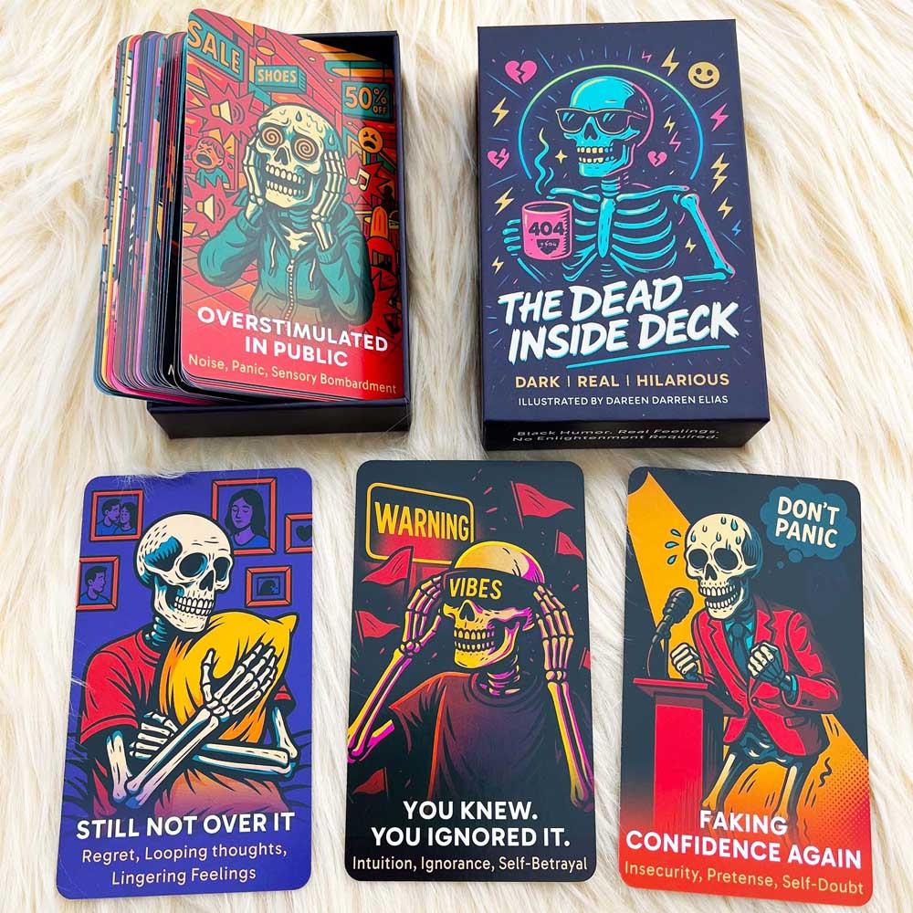 The Dead Inside Deck Tarot Cards, 54 Cards (13 × 8 cm) Skeletal Divination Oracle for Mood Relief, Spiritual Fatigue Relief, Tarot Card Decks