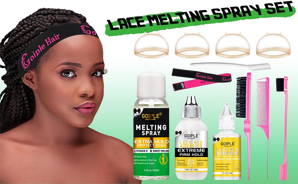 Lace Melting Spray for Wigs - Extra Hold Adhesive for a Natural Look, Wig Glue Alternative  Crystal Hair Body Wave Hair Toppers