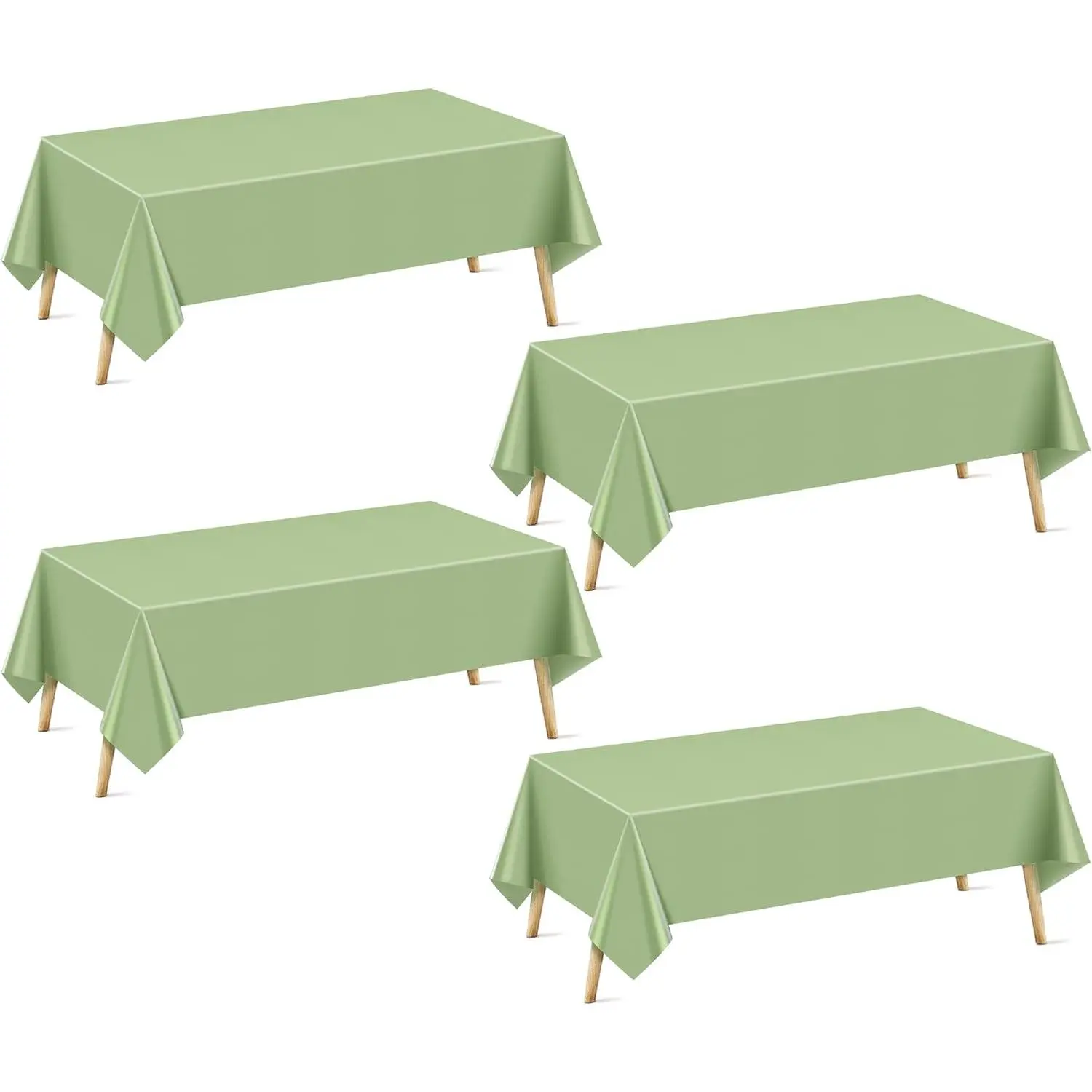 4 count Sage Green Plastic Tablecloth, 54x72'' Solid Color  & Spillproof Disposable Table Cloth, Table Cover for Birthday Party,  Shower, Dining, Wedding, Picnic, Outdoor Events
