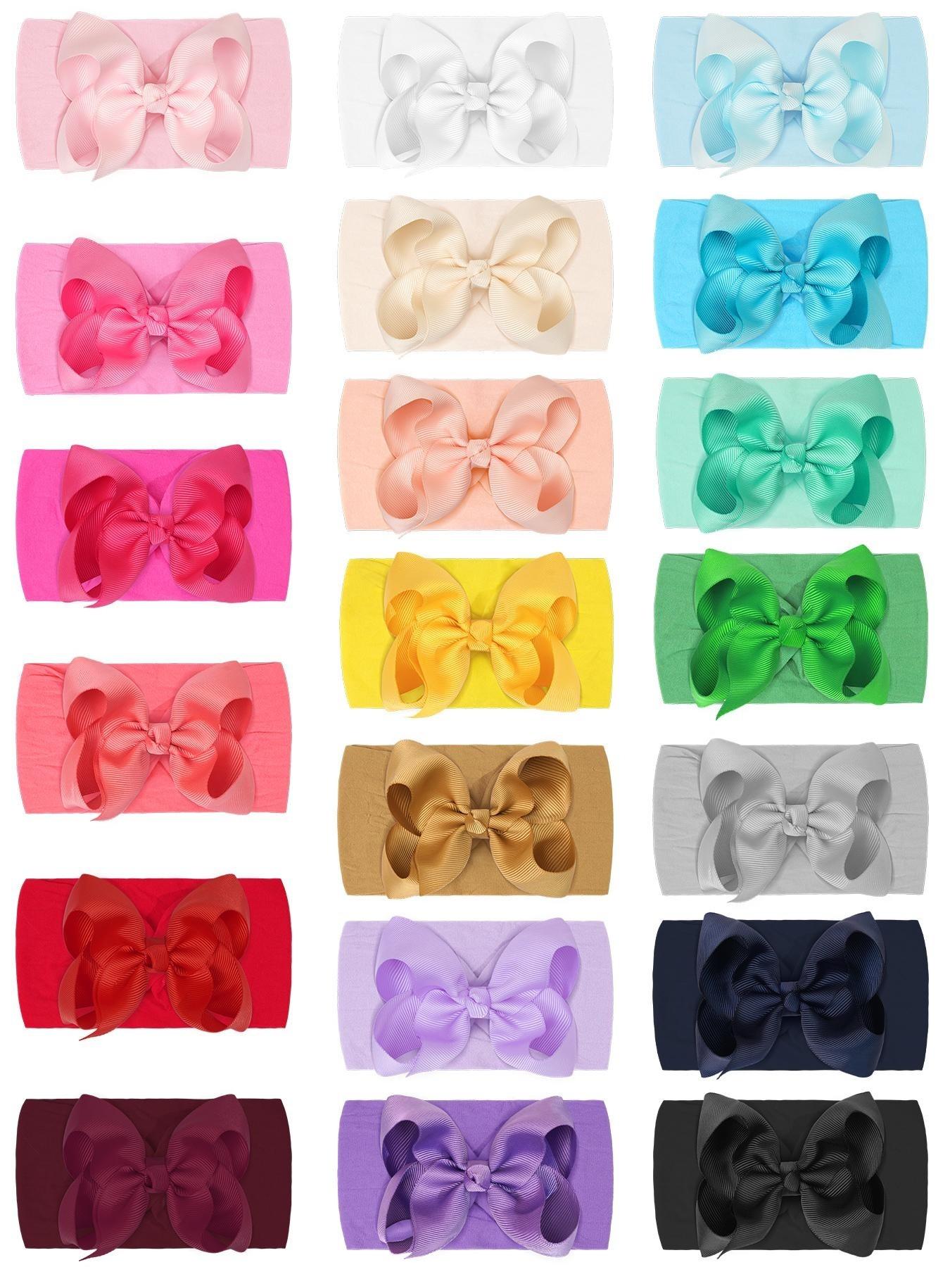 20 bow hairbands, bow headbands, high elasticity soft hair accessories, cute large bow girl headbands, multi-color elastic hairbands, specially for little girls, elastic hair accessories, specially for bath and face washing