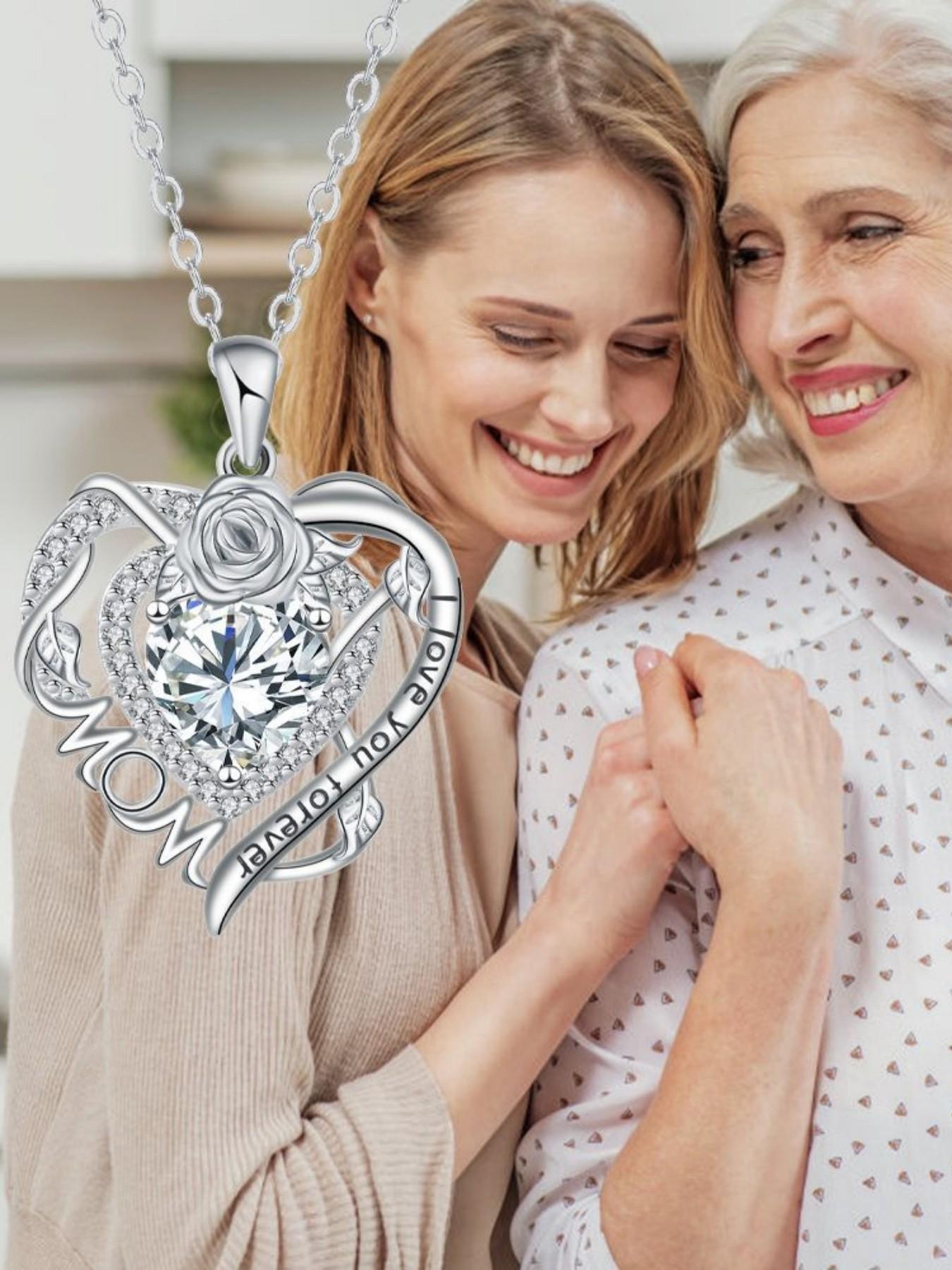 Rose Heart Forever Mom Original heart-shaped rose pendant, luxury premium gem necklace.Paired with a preserved rose & teddy bear jewelry gift box.Perfect mysterious gift for festivals, birthdays, Valentine's Day, Mother's Day and Christmas.