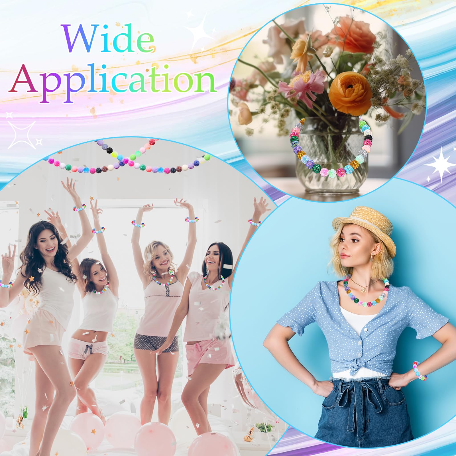 16mm Acrylic Beads Crystal Beads Glitter Beads for Making Jewelry, 10pcs DIY Handmade Bead Bracelet Pendant Pen Key Chain, Special Decorative Accessories(Random Color), Christmas, Christmas Gift