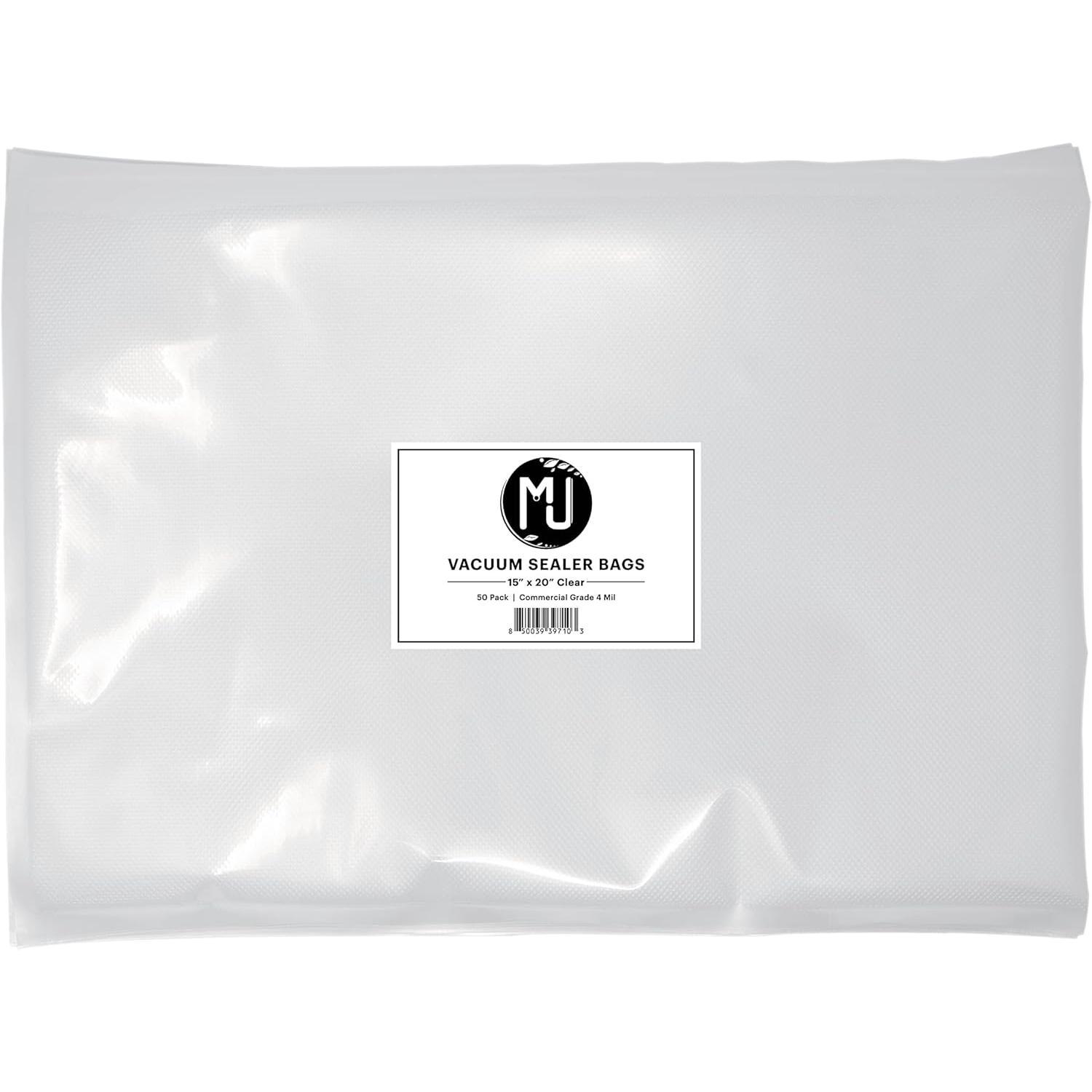 Commercial-Grade Vacuum Sealer Bags for  Storage, Sous Vide | 50 Pack (11" x 24" 5 Mil, Black and Clear)