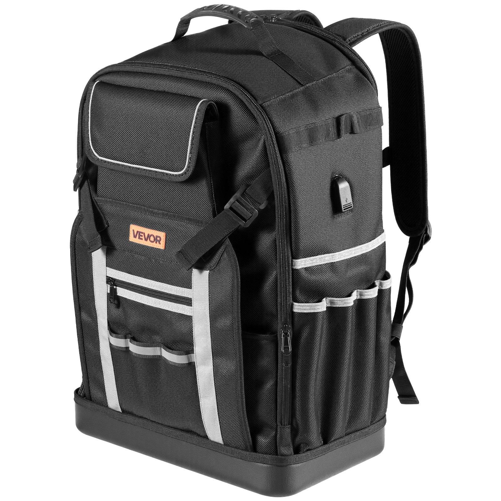 VEVOR Tool Backpack, 56 Pockets, Heavy-duty Tools Storage Organizer Bags with Molded Base, Electrician Jobsite Backpack for Construction Jobsite, Electrician, Industrial, Repairman, and HVAC Techs VEVOR Tool Backpack, 56 Pockets, Heavy-duty Tools Storage Organizer Bags with Molded Base, Electrician Jobsite Backpack for Construction Jobsite, Electrician, Industrial, Repairman, and HVAC Techs