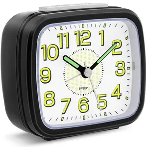 1pc Alarm Clocks Bedside Non-Ticking Battery-Powered Silent Large Dial, Table Clocks for Bedrooms, Snooze, Night Light, Loud Crescendo Alarm, Multifunctional Alarm Clock