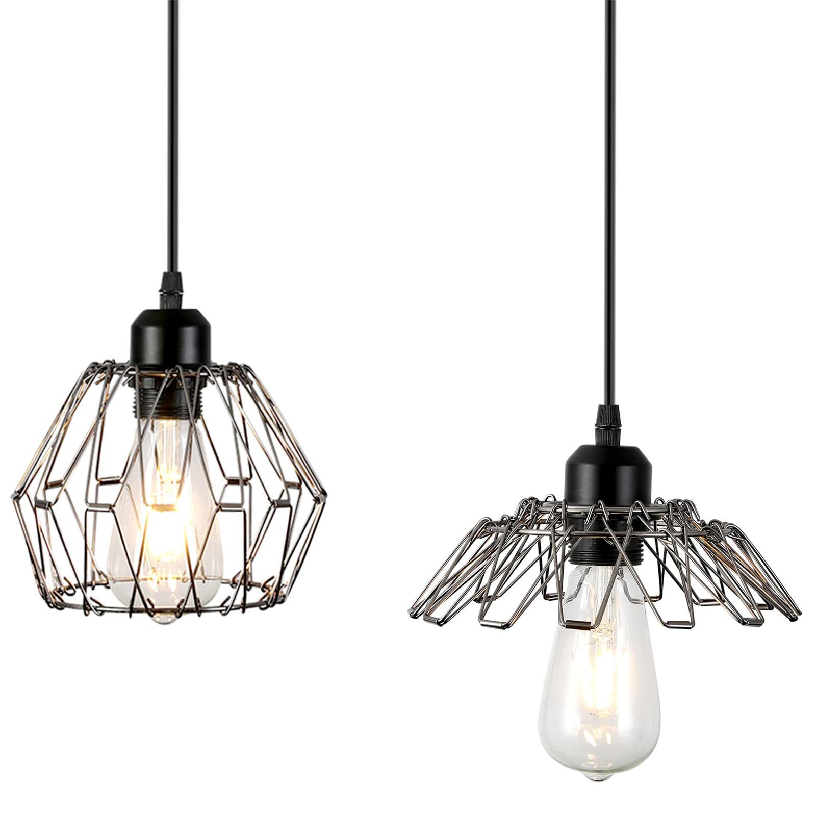 Serbasic Vintage Deformable Metal Cage Pendant Light E27 Base Adjustable Hanging Ceiling Fixture for Kitchen Living Room Dining Room Retro Industrial Style