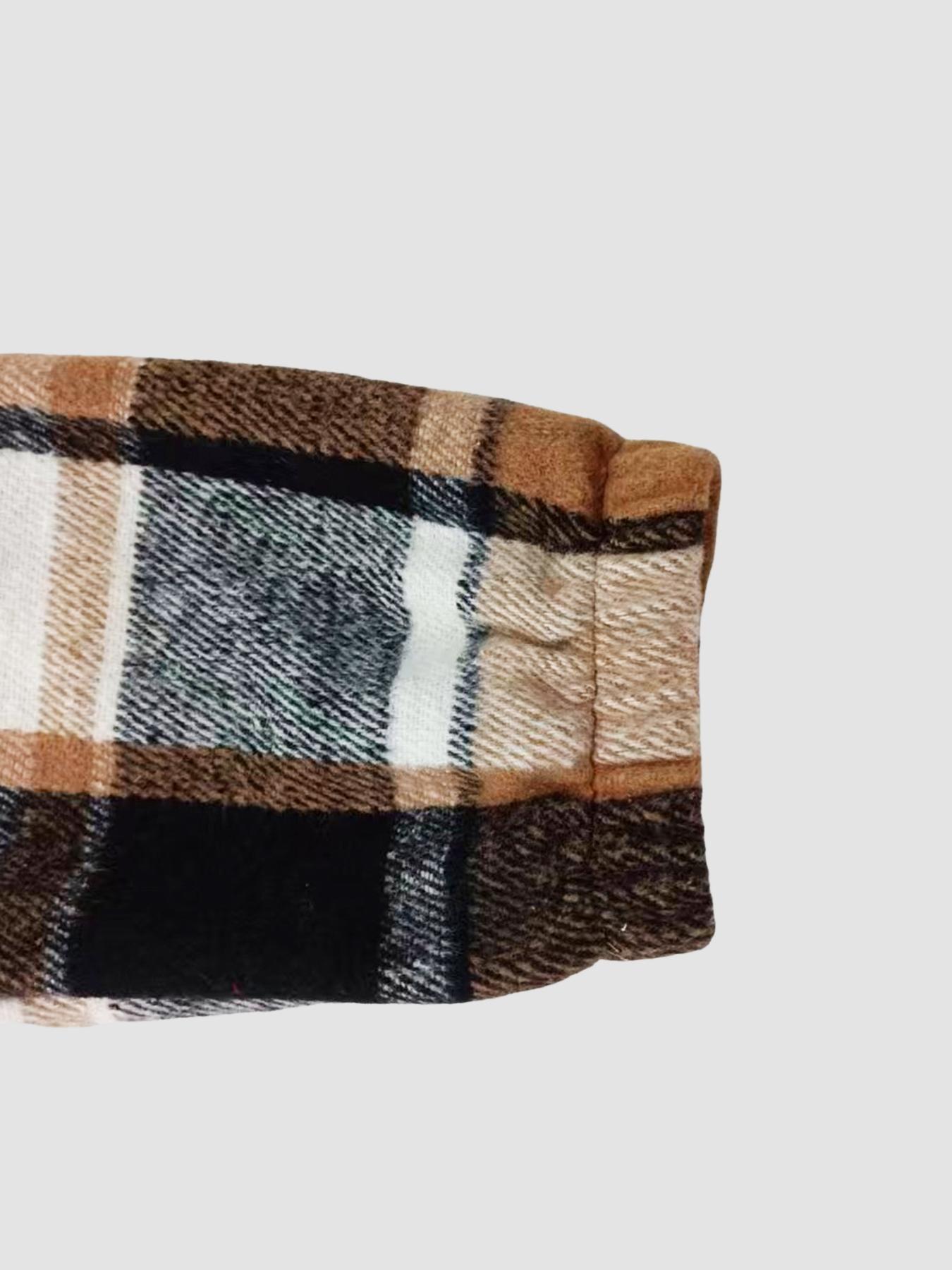 Women's Fall Winter Plaid Button-Front Pocket Jacket, Casual Fitted Long Sleeve Woven Outerwear Coats