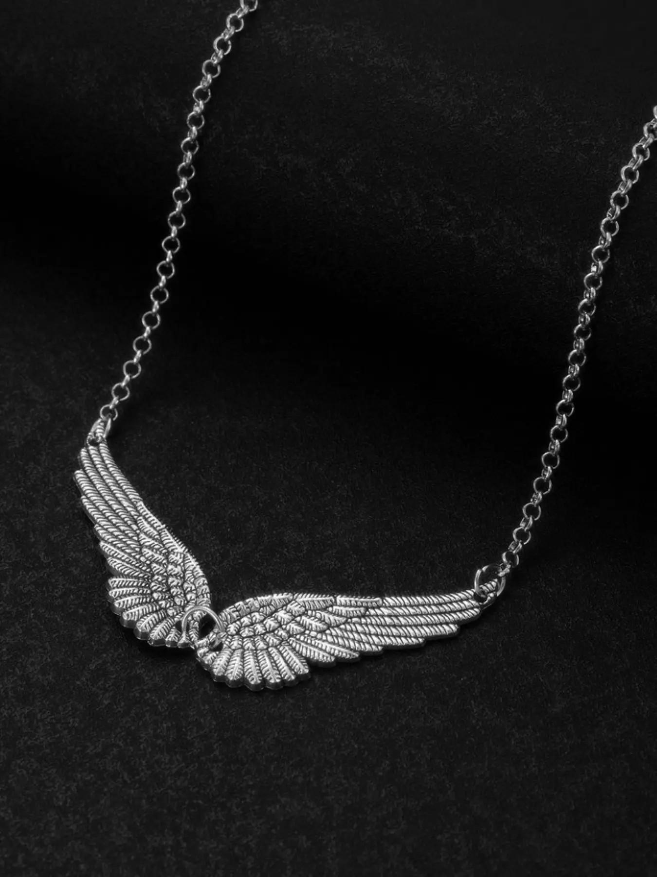 Gothic Vintage Angel Wings Necklace, Trendy Punk Design, Personalized Party Gothic Mystery Jewelry for Women, Unique Fashion Accessory