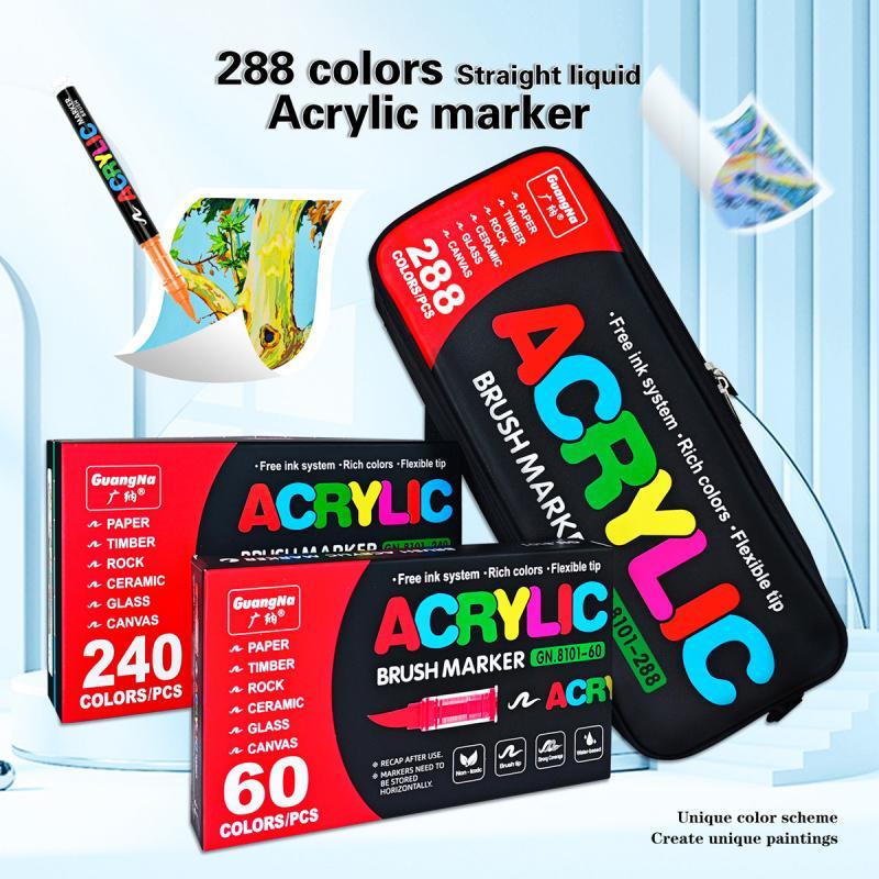 Professional Acrylic Paint Pen Set, Automatic Ink Control, Smooth Tip, Even Coverage, Ideal for Wood Rock Glass Canvas Metal Ceramic DIY Crafts, Acrylic Paint Markers