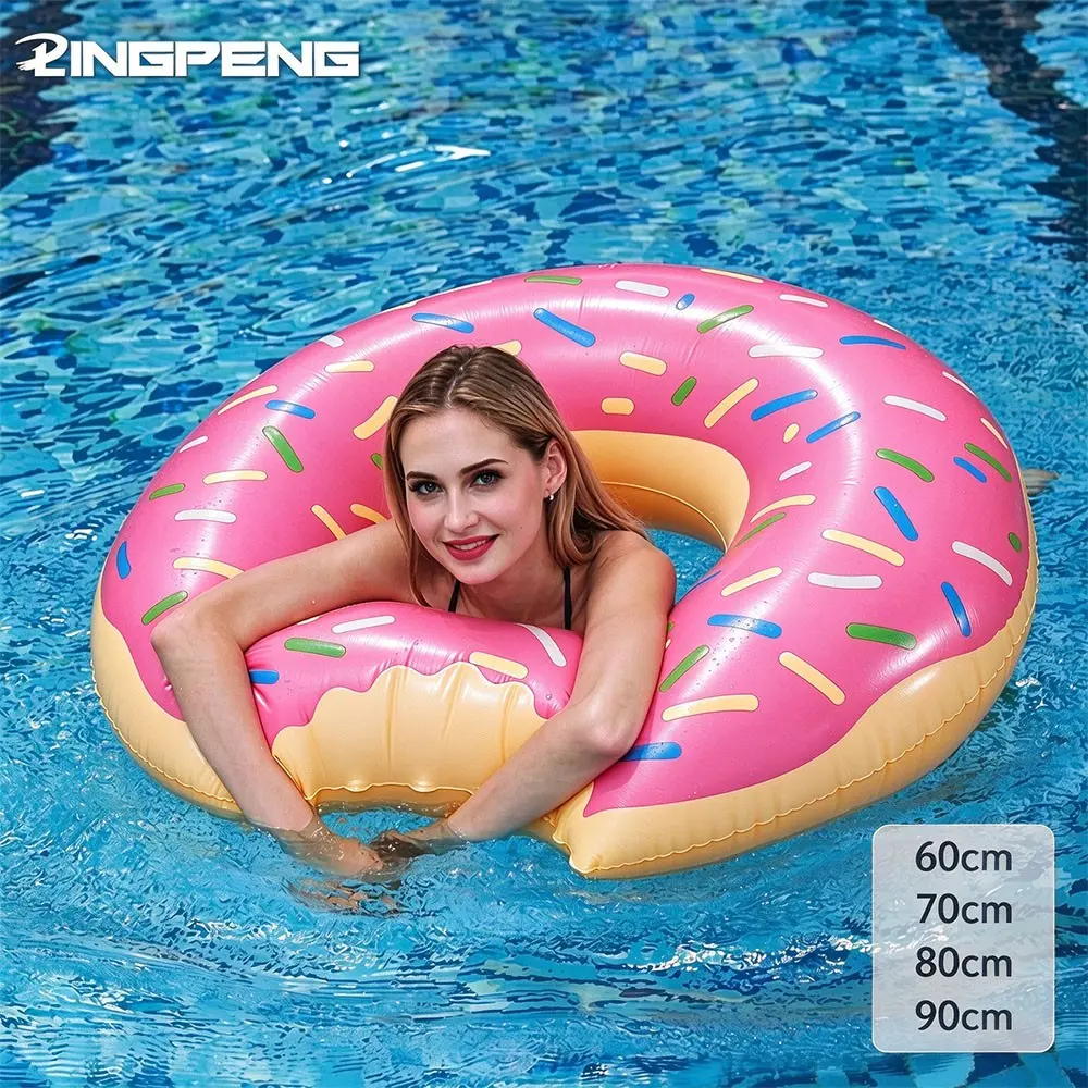 Donut-Shaped Inflatable Swim Ring, Thickened Wide Pool Float, Pool Floater, Pool Lounge Float, Pool Inflatables with Enhanced Buoyancy for Summer Swimming, Pool Parties, and Lounging