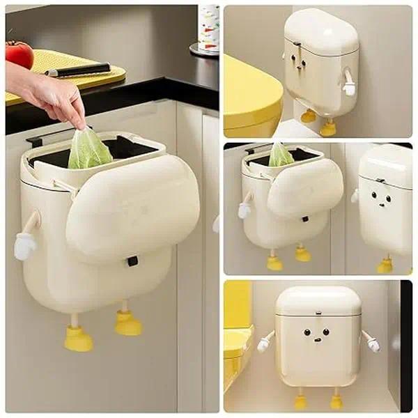 3.2-gallon/12-liter kitchen compost bin, can be placed on countertops or under sinks, made of plastic,  can be hung or wall-mounted, suitable for bathrooms, offices, etc. Made of ABS plastic, smooth surface, leak-proof seal. Automatic Dustbin