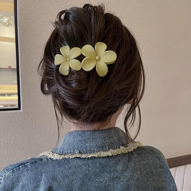 4pcs French-Style/Bohemian Flower hair clips - Non-Slip Matte Hairpins with Black Blooms, Elegant Bun Accessories for Women &,, Wedding, Party Hairstyles (French nomenclature)