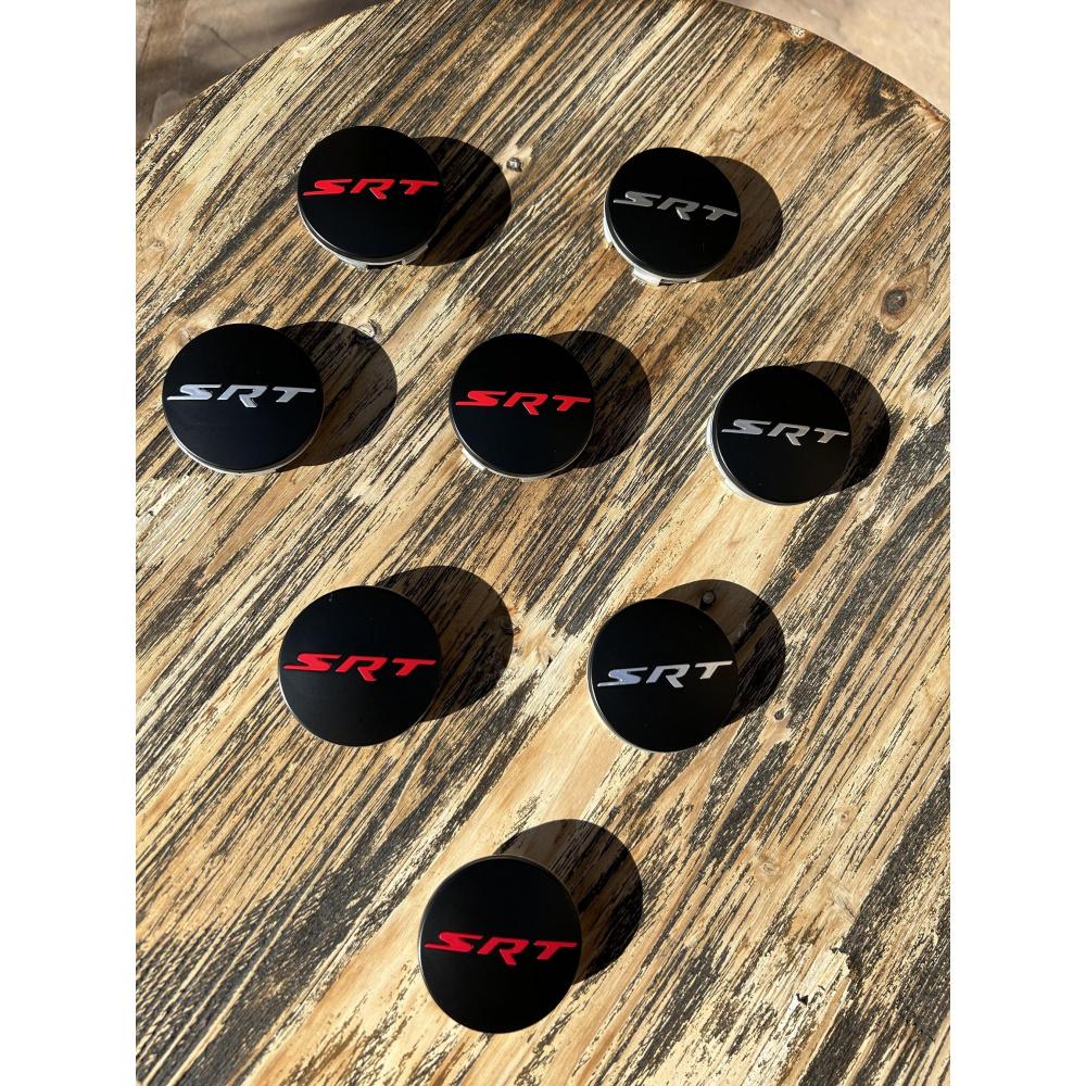 4PC SRT Wheel Center Hub Rim Caps Emblem For 2011-2022 Dodge Charger Challenger Jeep Grand Cherokee