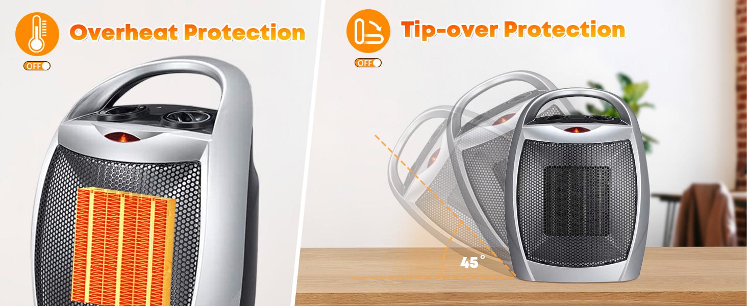 Space Heater,Electric Portable Heater Fan for Indoor Use 1500W/750W ETL Certified Ceramic Small Mini Heater with Thermostat, Home Dorm Office Desktop and kitchen,BLACK