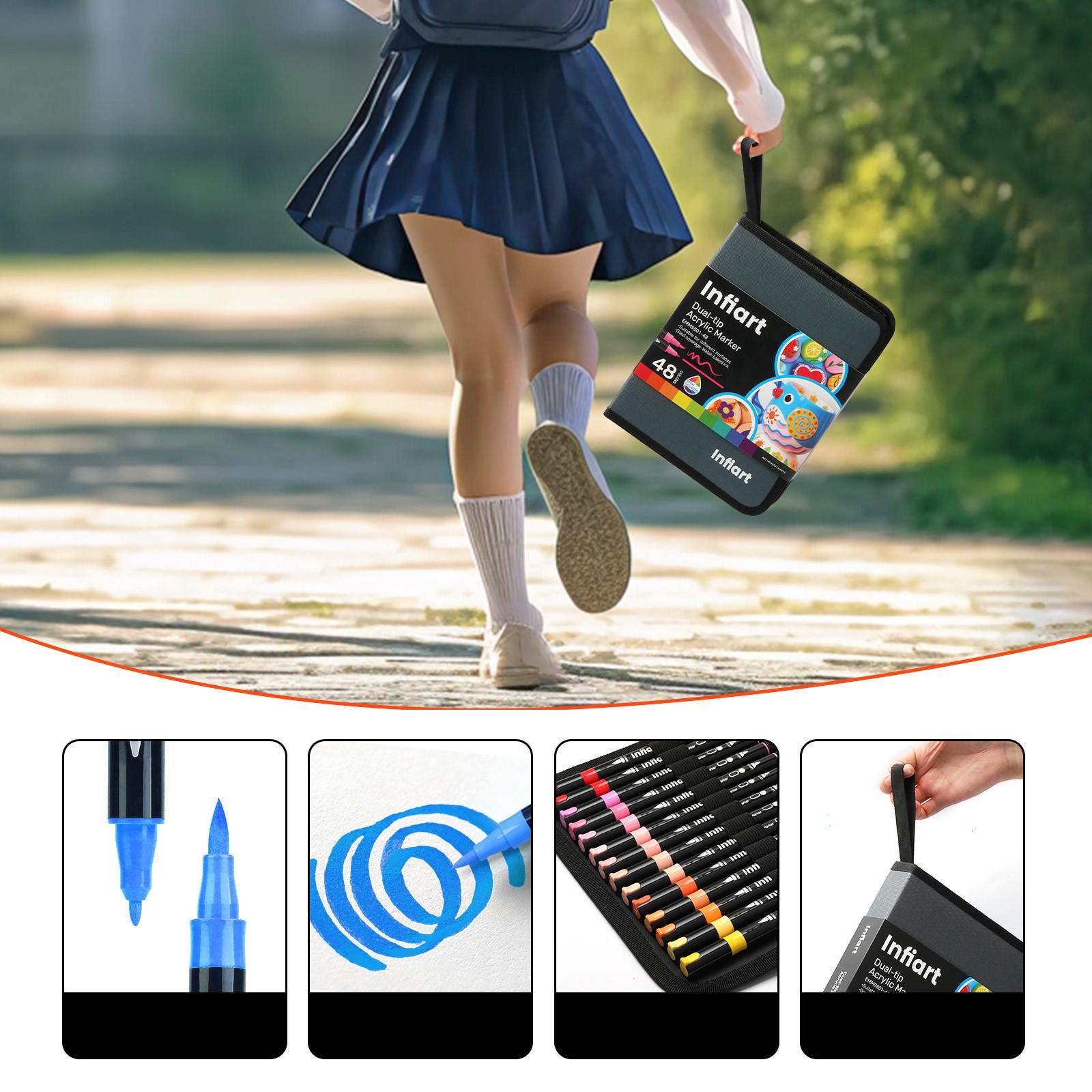 Dual-Ended Marker Pen Set, Multiple Sizes, Non-Transparent Layering, CD Cloth Bag, Watercolor Pens, DIY Hand Drawing, Graffiti Pens