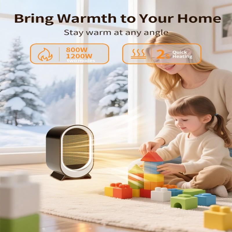 Space Heater, 1200W Portable Energy-Efficient Indoor Space Heaters, 2 Heat Modes, Overheat & Tip-Over Protection, 48dB Quiet Operation, Energy Saving Indoor Heater for Home Office Use