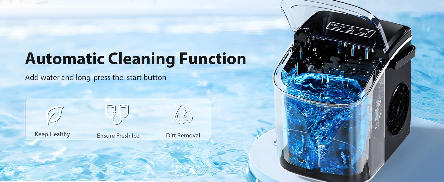 Antarctic Star Countertop Ice Maker with Handle,9 Ice Cubes Ready in 6 Minutes,26lbs/24Hrs,Bullet Ice Maker Countertop with Self-Cleaning,Portable Ice Maker for Kitchen/Office/Home/Camping/RV Scoop Utensils Machine