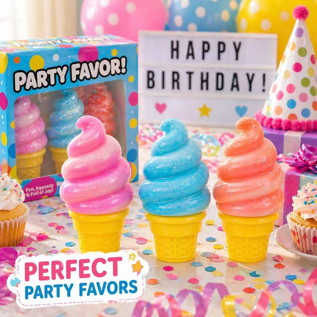 1/3/6/9PCS Ice Cream Squishy Toy Set – Super Soft Squeeze Fidget, Squishy Fidgets, Soft Sensory Squishies, Slow Rise Stress Relief Sensory Toy for Kids & Adults, Cute Desk Toy, Party Favor Gift
