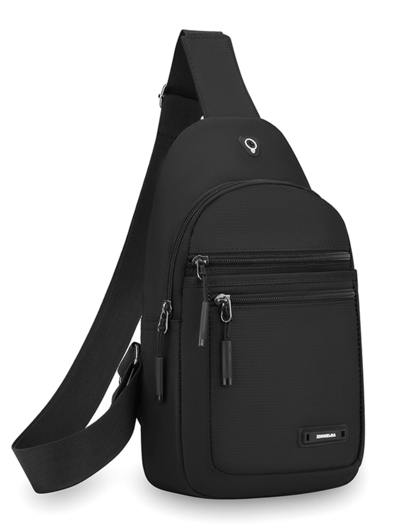 Men's Casual Nylon Chest Bag, Multi-Functional Zipper Pouch, Comfortable Outdoor Sports, Cycling, Commuting, Adjustable Strap Backpack