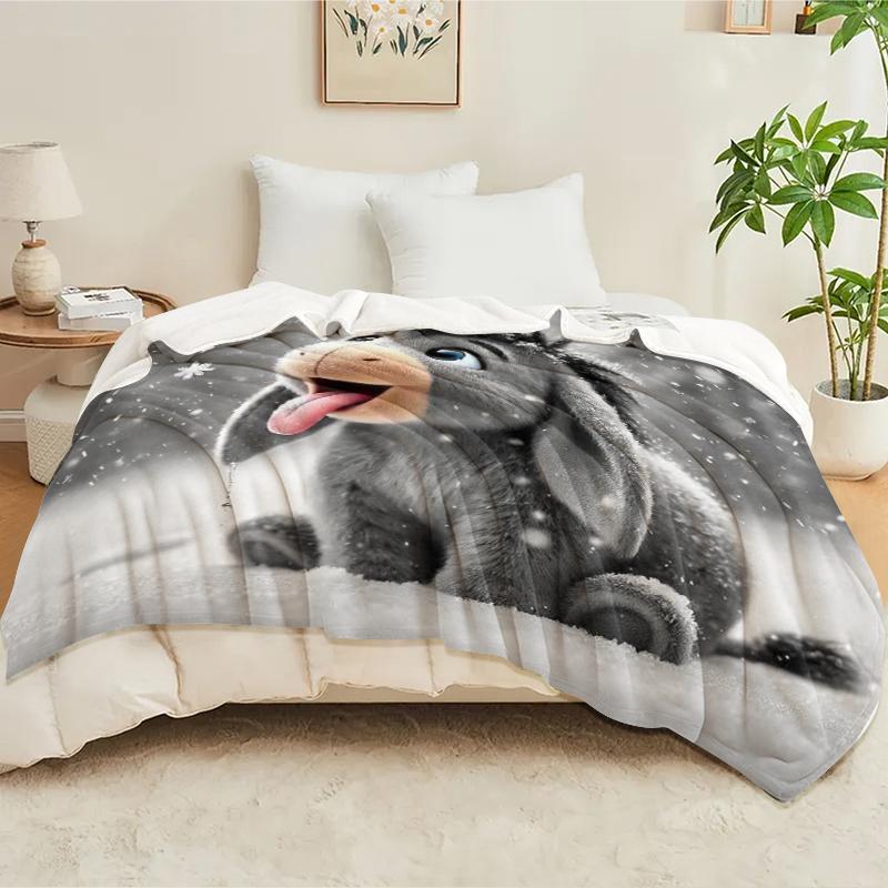 Adorable Donkey Ear Snow Rug, Perfect Home Use, Festival Gift Blanket, Cute Design, Suitable for All Seasons, 1 Piece