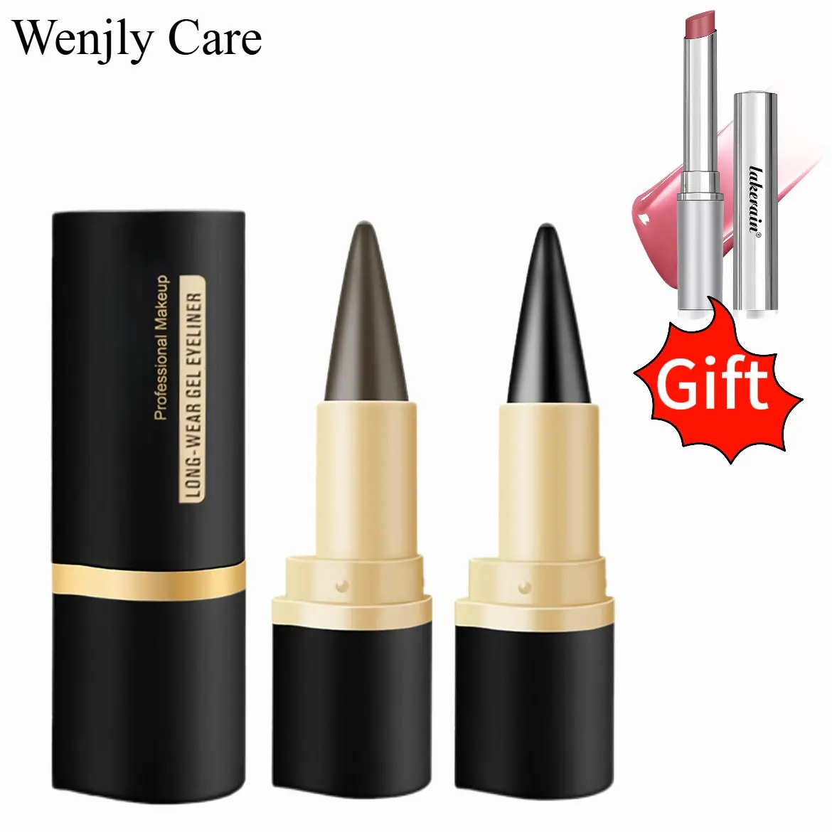 Wenjly Care Long Wear Gel Eyeliner, Tattoo Pencil Liner Waterproof Smudge Proof Gel Eyeliner for Mature Women, Professional Make-Up Silver Gray Brown Black Gel Eye Liner Pencils for Older Women (#03+#04)