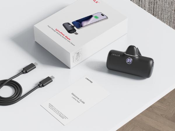 iWALK 20W PD Mini Charger 5000mAh Capacity Fast Charge for iPhone/Samsung Daily Carry White Portable Charger, Power Bank Charging Compact   power bank magnetic power bank Foldable Smartphone Metal Chargeable Cable