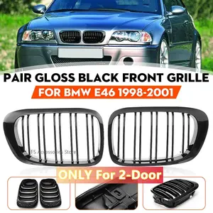 2-Door Front Kidney Grill Grille For BMW 3 Series E46 Coupe 2Door 1998 1999 2000 2001 Glossy Black Racing Hood Kidney Grills