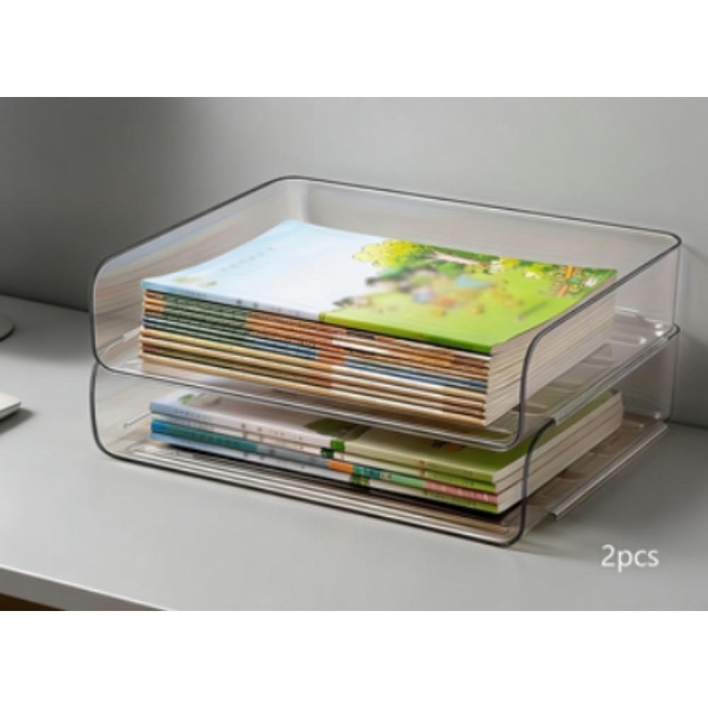 Stackable A4 document storage box, large-capacity assembled letter tray, desktop letter and document organizer, freestanding space-saving file rack, suitable for books, magazines and newspapers