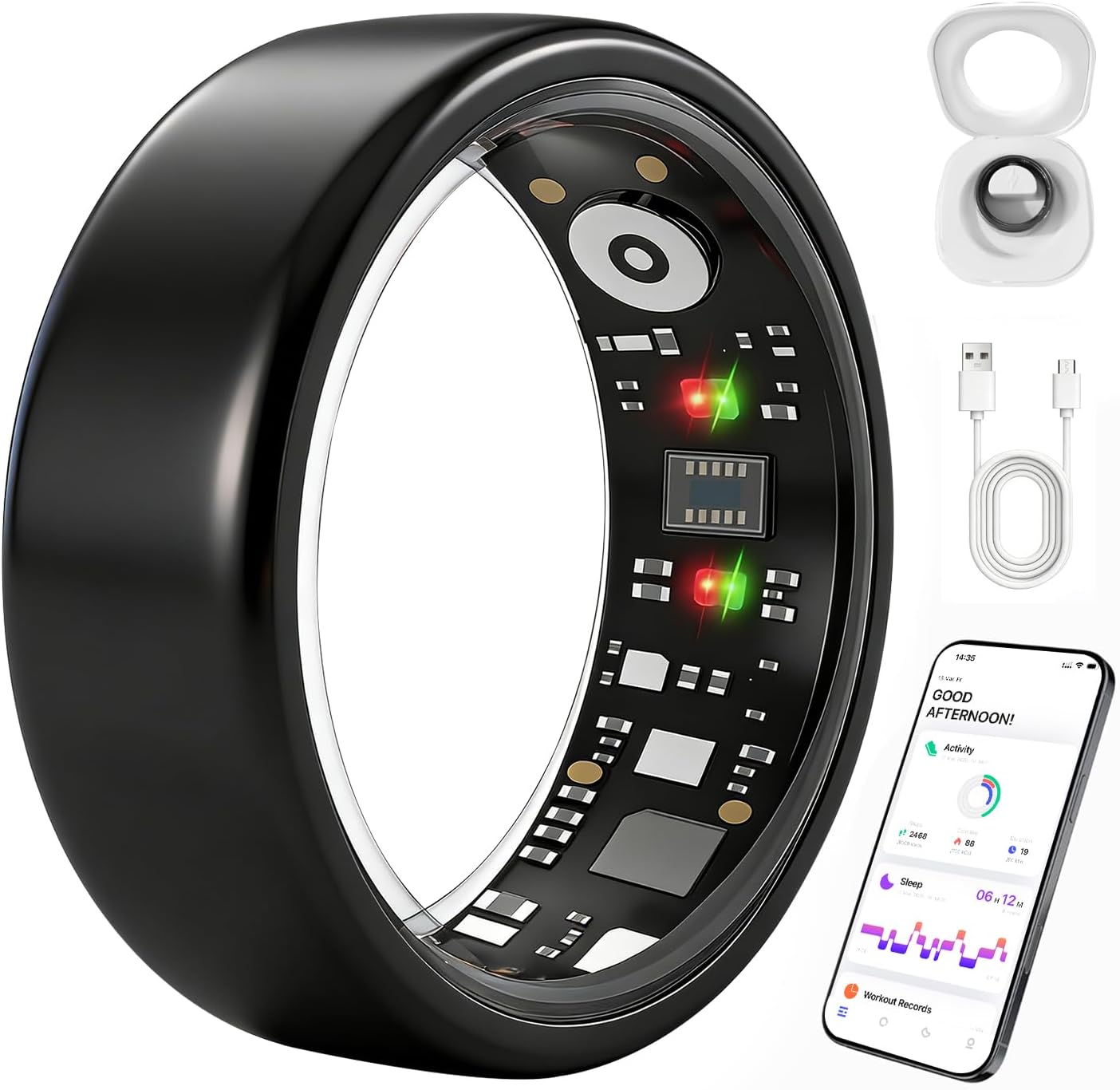 Optimized Precision Optical Sensor Smart Health Ring, Smart Ring for Women Men, Health Fitness Ring Gen 3 with Free App No Subscription Fee, Stress & Sleep Monitor, Heart Rate & Step Tracker, IP68 Waterproof, Android/iOS Compatible,, Wearable, Fitness Wea