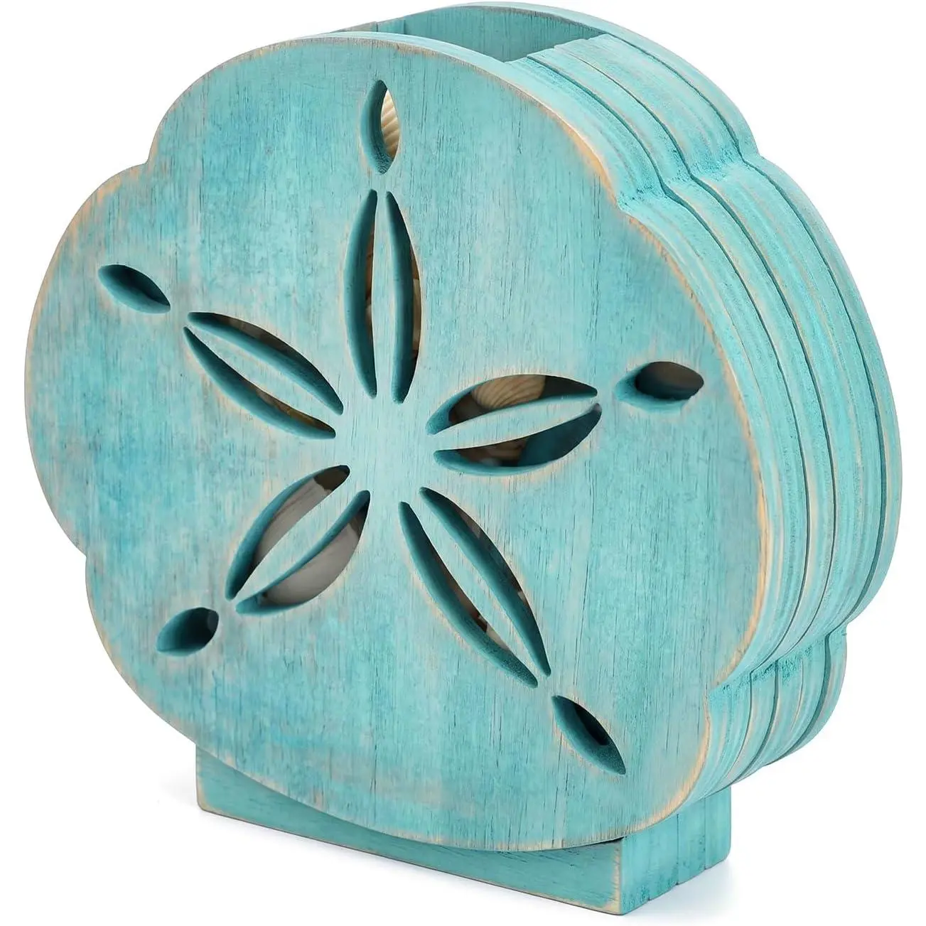 Wooden Seashell Box Clear Lid Shell Holder,Green,Sand Dollar | Display Case for Starfish, Sea Rocks,  , Coastal Decor,  Window Protection, Collection Organizer