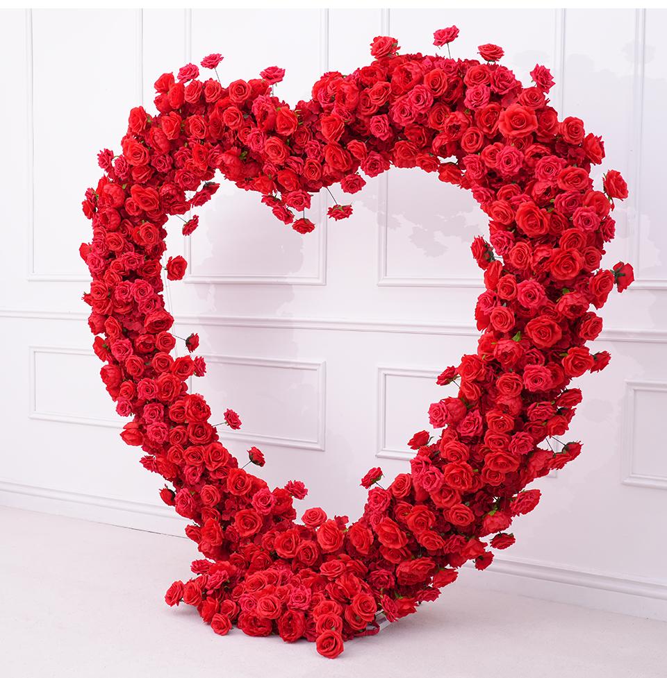 A8869 Luxury Red Rose Floral Arrangement Cloth Base Heart-Shaped Arch Props A8869 Luxury Red Rose Floral Arrangement Cloth Base Heart-Shaped Arch Props