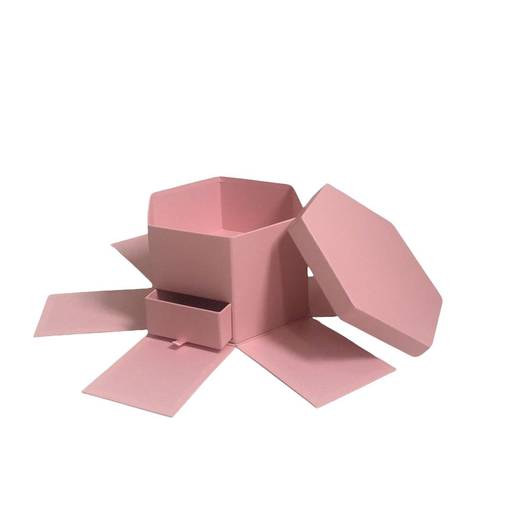 Hexagonal Flower Box with Drawer, Romantic Gift Box for Valentine's Day, Birthday, Wedding, Anniversary, Ceremony Occasion