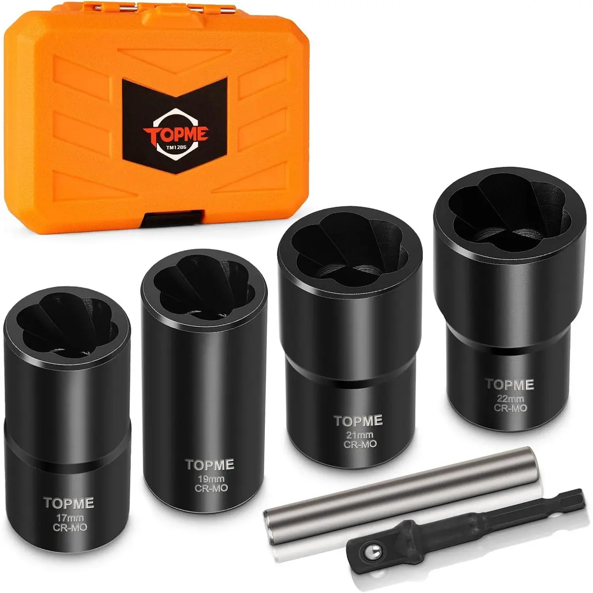 Locking Lug Nut Removal Tool, 6 Piece Extractor Set, 1/2 Inch Drive, for Stripped or Rounded Nuts, Auto Repair, for Everyday Household Use and Home Organization