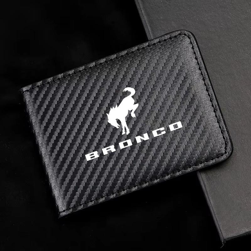Carbon Fiber Texture License Plate Durable Wallet for Bronco, Holds Driver's License, ID Card, Bank Cards, Cash, Practical Car Gift for Enthusiasts