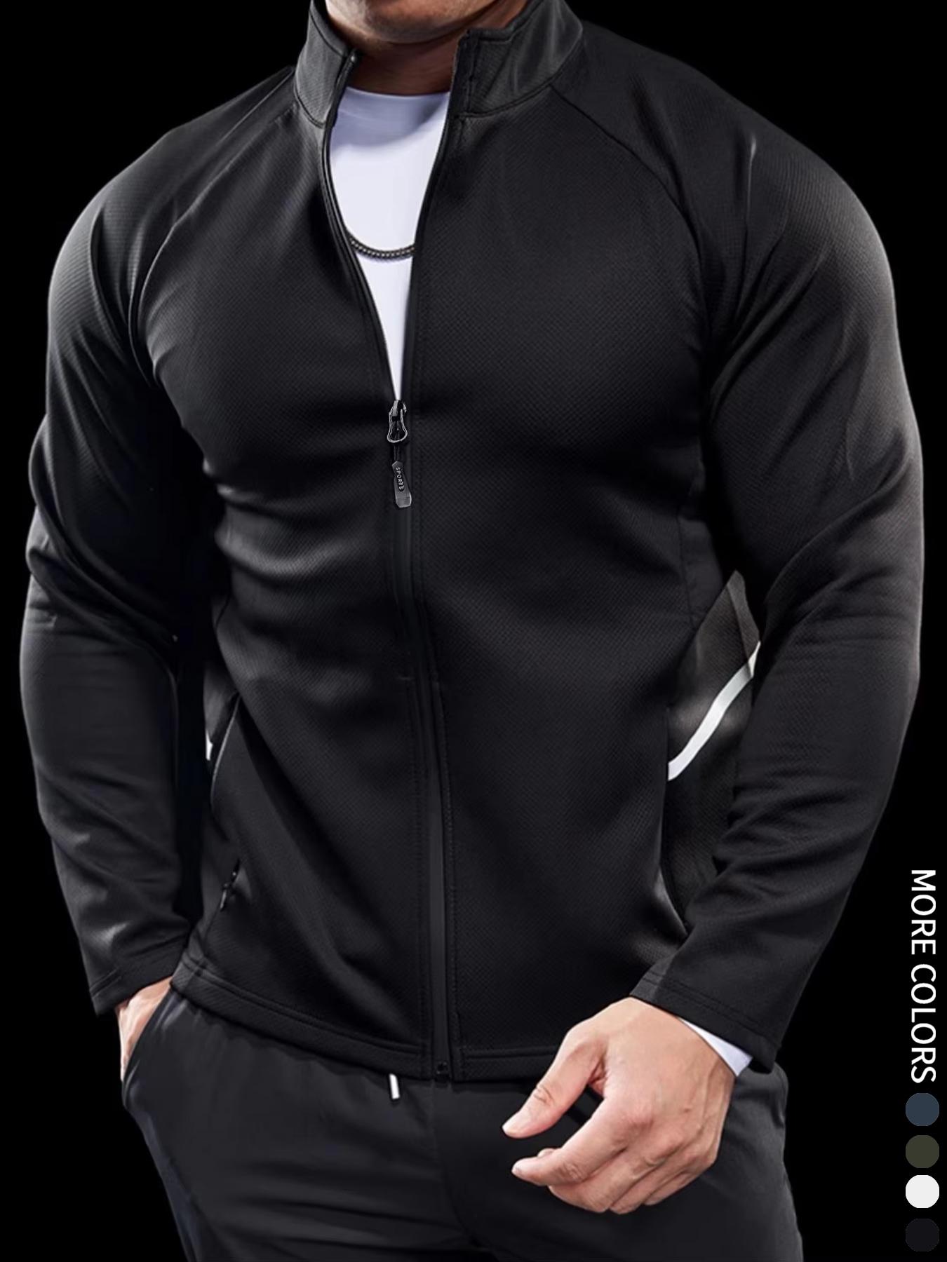 Men's Lightweight Jacket - Comfortable Polyester Fabric, Quick Dry, Slim Fit, Zipper Training Suit for Hiking & Fitness, Spring Autumn Long Sleeve Tops