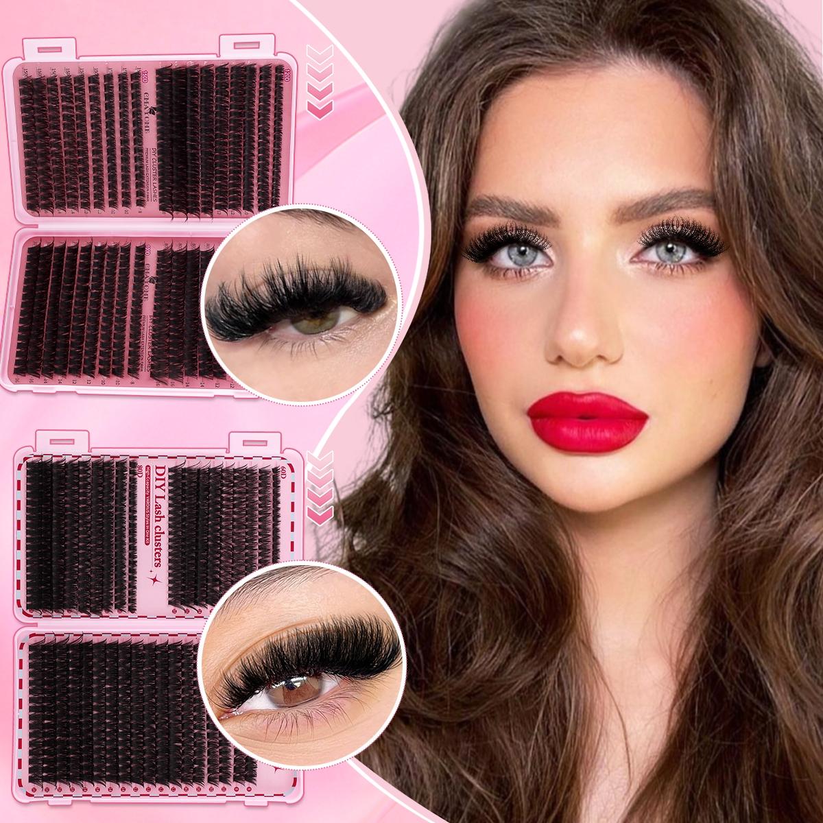 Slender and Soft False Eyelashes, DIY Volume Eyelashes, Multi-Functional Eyelash Book 60D–150D with Mixed Natural Thick Eyelash Clusters Extensions (8mm–16mm), D Curl Lashes for Daily Makeup, Charming Eyes, Beginner-Friendly Reusable #GLOBAL PICKS