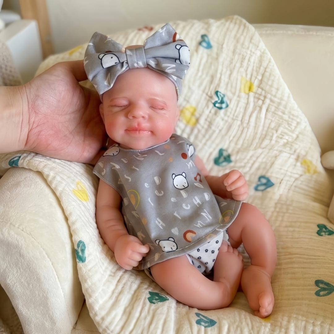 Otarddolls Adorable 13Inches Full Body Silicone Girl Doll Pascale With Hand Painted Skin Flexible Waterproof Can Open Mouth Reborn Doll Toys For Children's Gifts