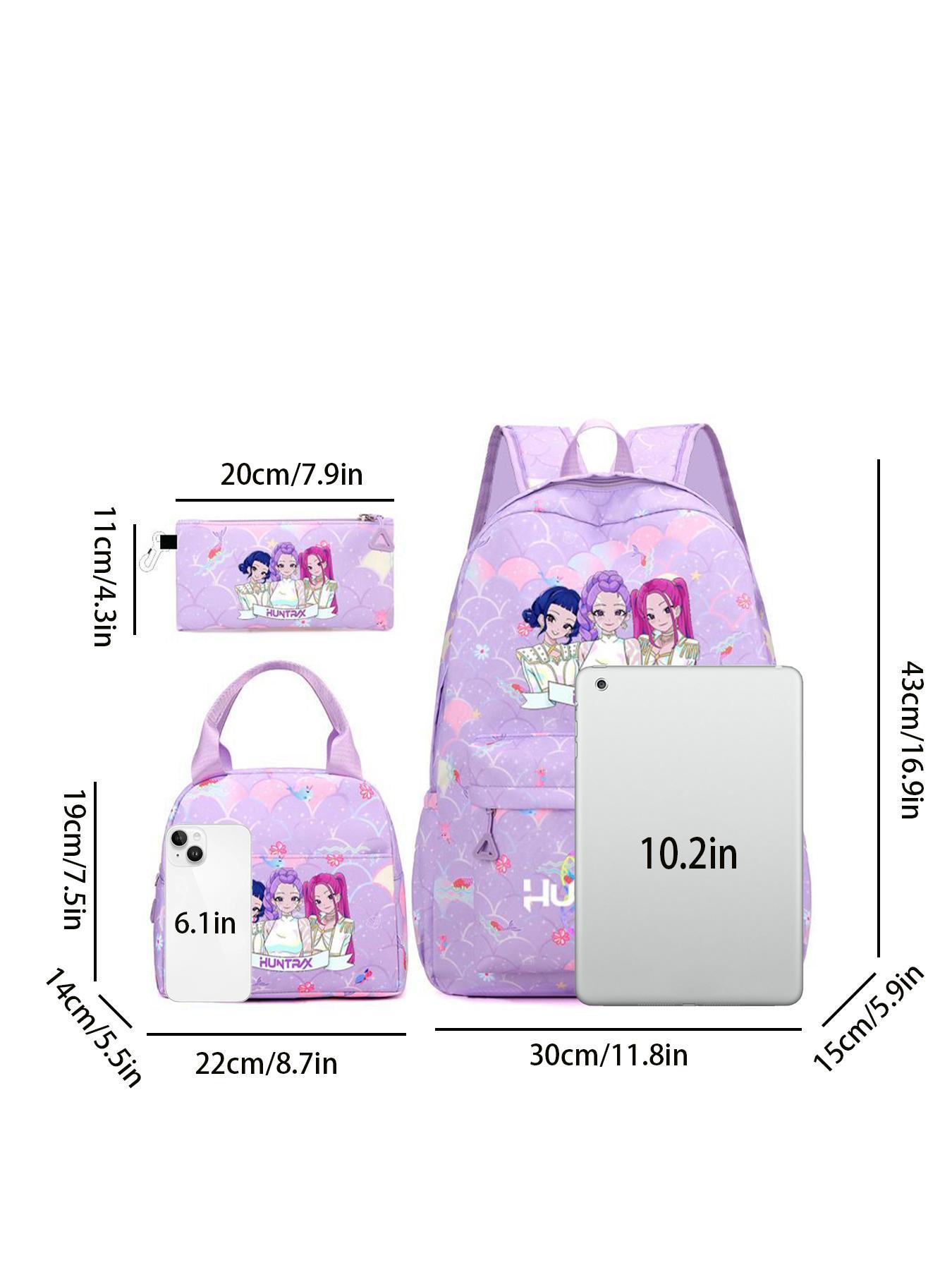 Women's Large Capacity Set, Kpop Girl Group Print Zipper Closure, Fashion Versatile Trendy Bag for School Campus Commuting Shopping, Cute Versatile Backpack