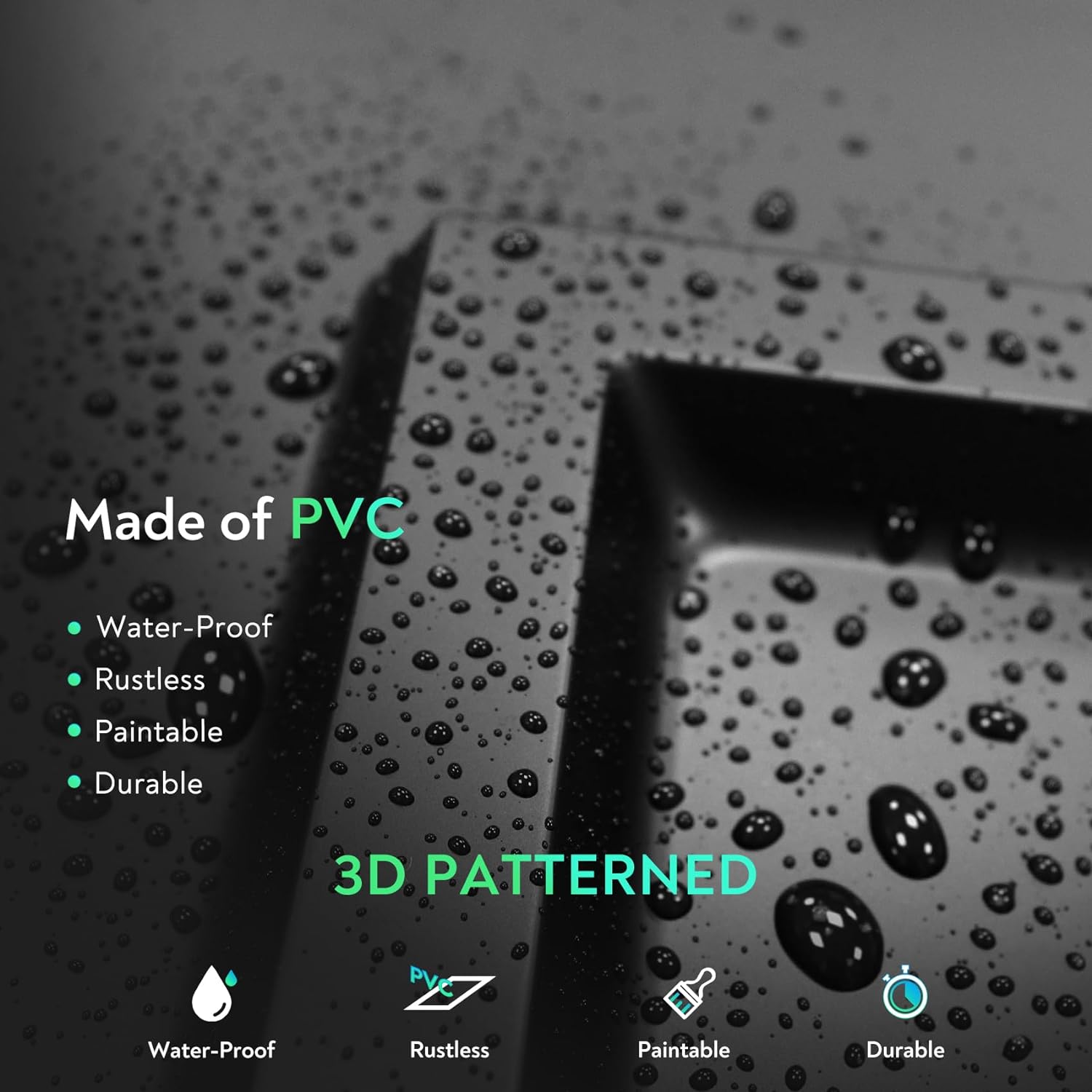 STICKGOO Pack of 12 Tiles PVC Ceiling Tiles, 2'x2' Glue Up Ceiling Panel White (12-Pack) to Prevent Breakage Cover 48 Sq. Ft - Black