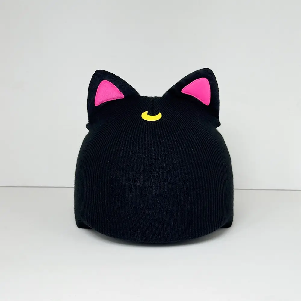 Moon Cat Ear Helmet Cover, Anime Cartoon Knit Ski Helmet Cover, Motorcycle Outdoor Riding Helmet Decoration Set