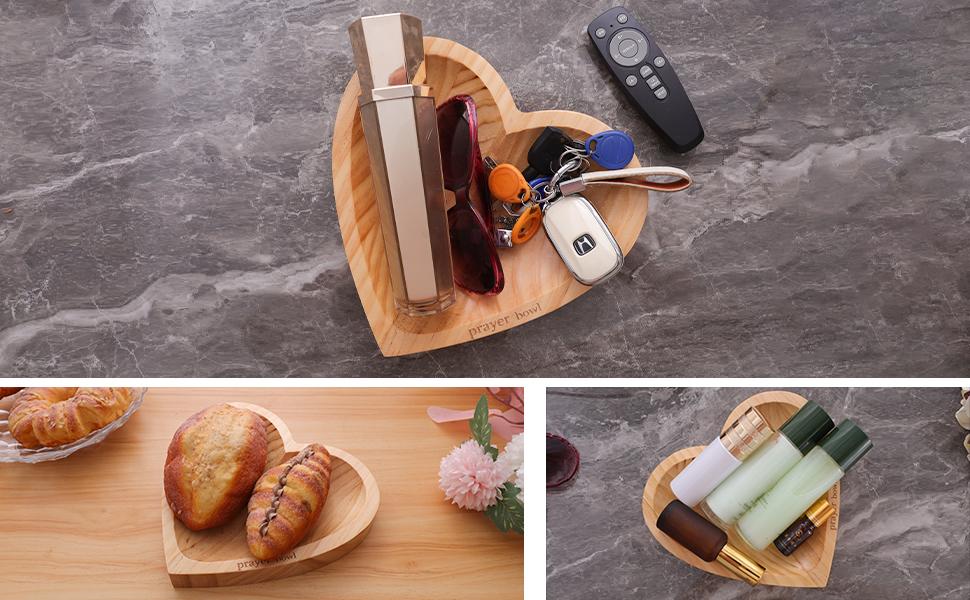 Heart Shaped Prayer Bowl with Cross - Handmade Wooden Dough Bowl for Christian Prayer, Communion & Worship, Unique Church Gift for Congregation, Baptism, Bible Study Decor Religious