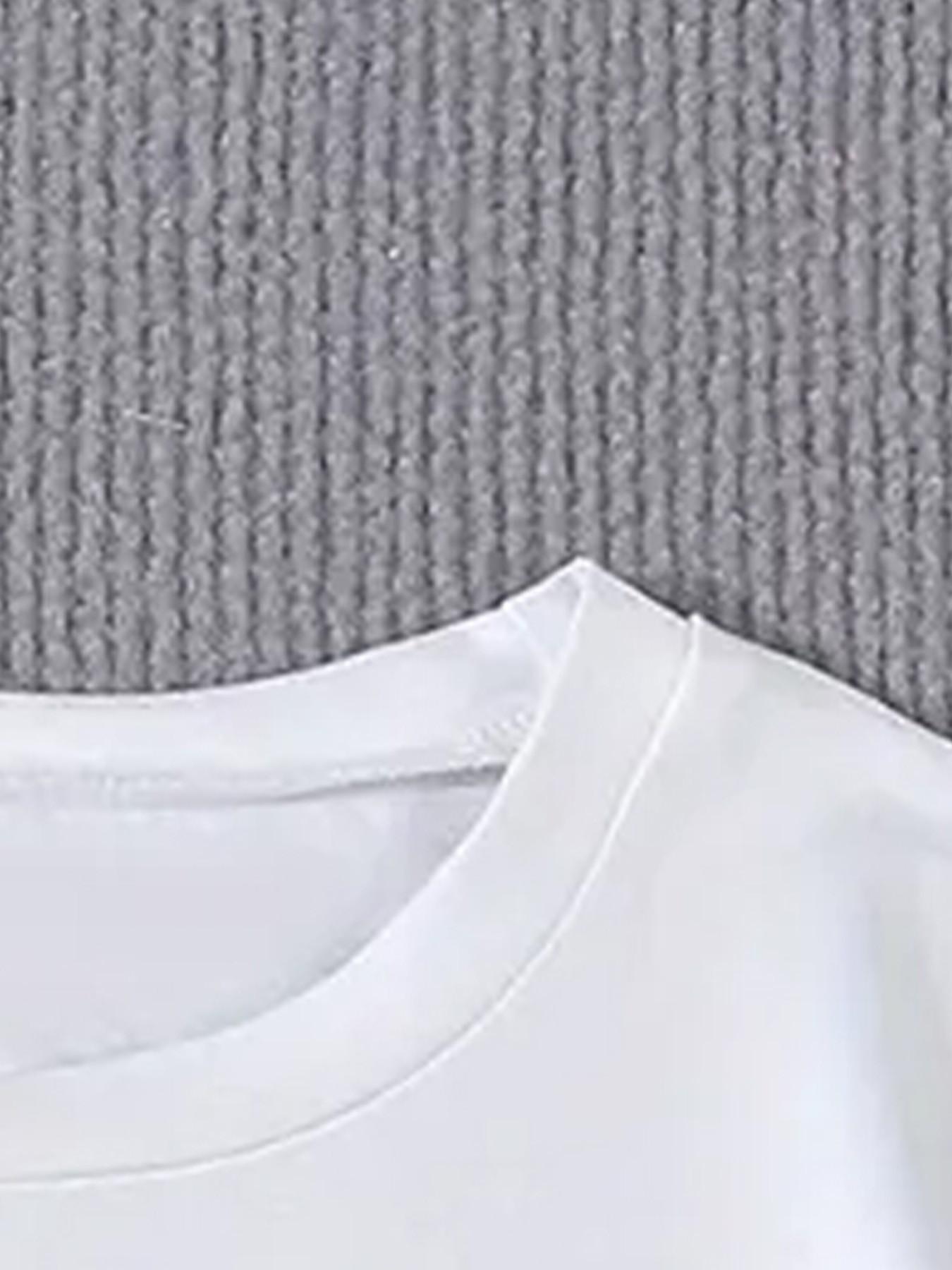Girls' Summer Fashion Bowknot Series Bow Print Comfortable Round Neck Short Sleeve T-Shirt, Casual Versatile Unisex Kids Clothing Graphic Tee