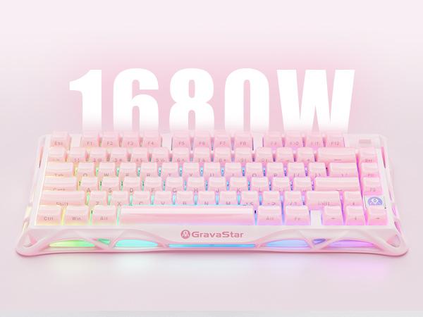 GravaStar Mercury K1 - Sakura Pink 75% Pink Wireless Creamy Keyboard, Aluminum Alloy Exoskeleton Design Mechanical Gaming Keyboard, Creamy Keyboard, Gasket Hot-Swap Socket, Linear Switches, RGB Backlit