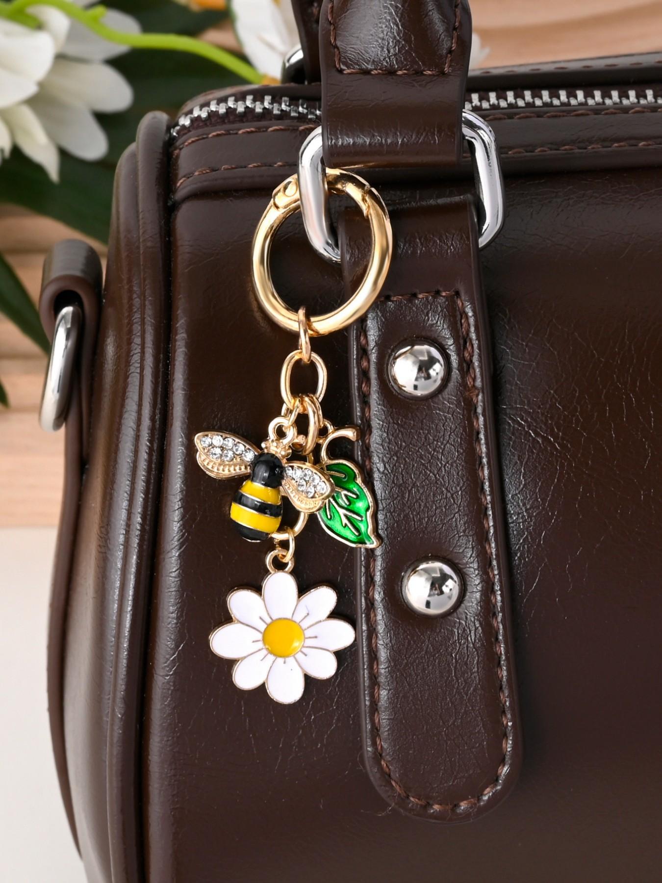 New Cute Natural Stone Bee Daisy Keychain, Perfect for Bags, Earphone Cases, Phone Covers, Car Decor, Holiday, Birthday Gifts