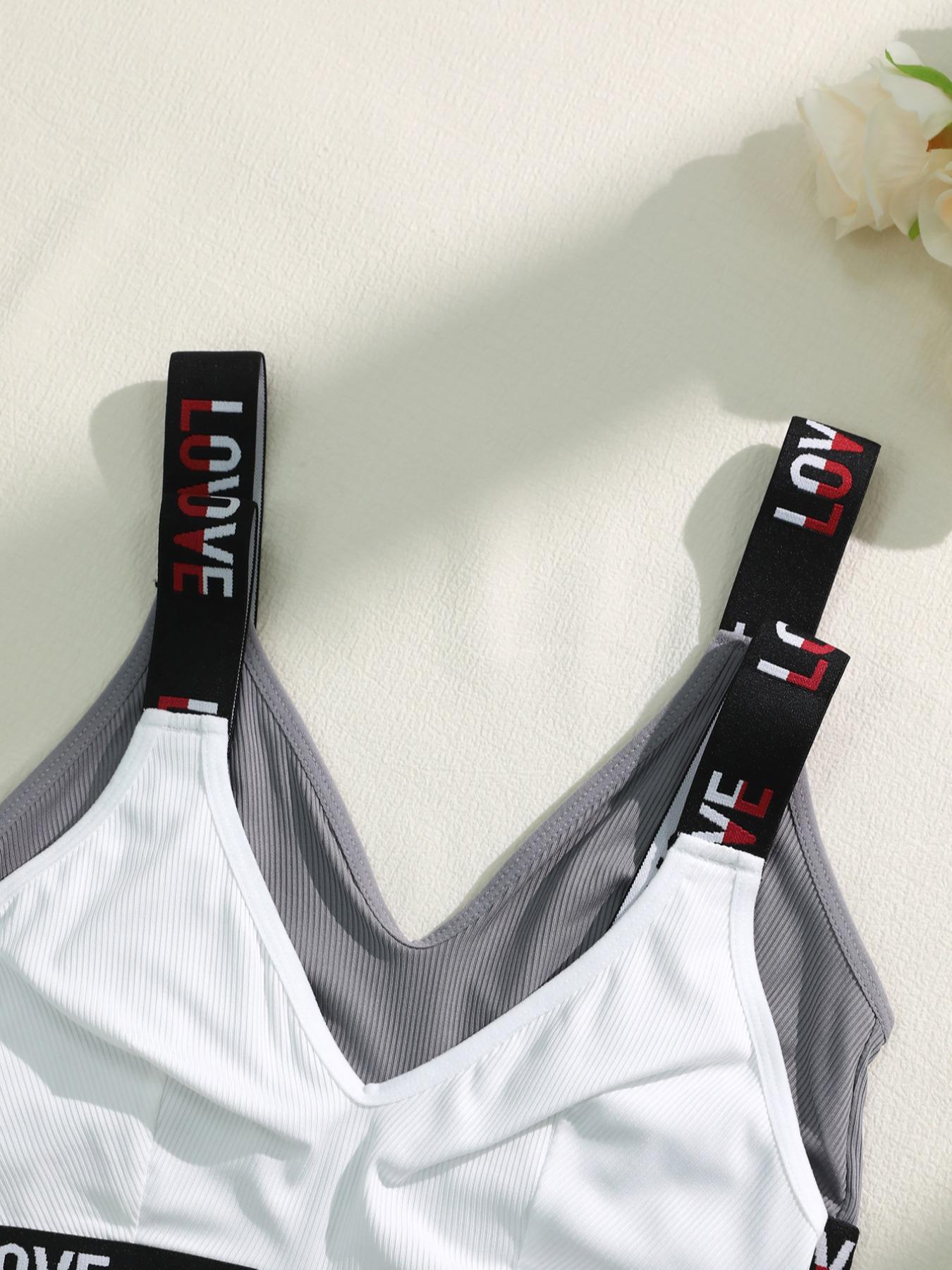 Women's Letter Print Wireless Bralettes, Comfortable Breathable Underwear Top for Daily Wear, Women's Underwear for All Seasons