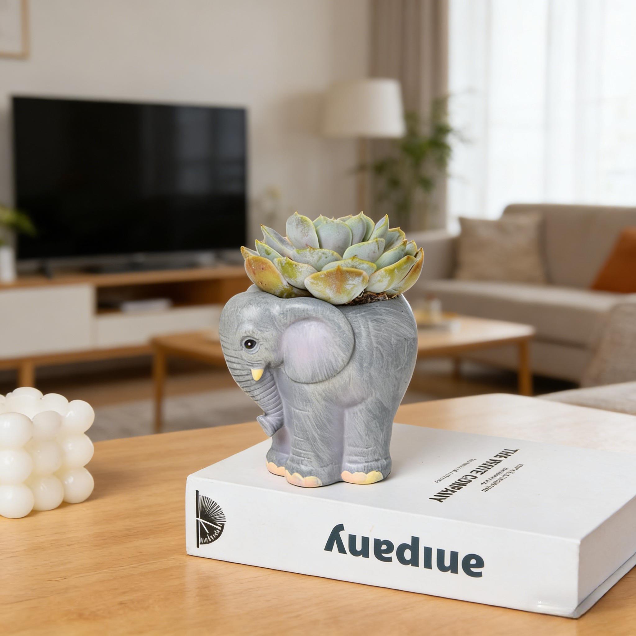 Elephant Shape Vase, Cute Healing Style, Creative Resin Craft, Desktop Floral Decoration, Home Decor Gift Idea, Perfect for Interior Design