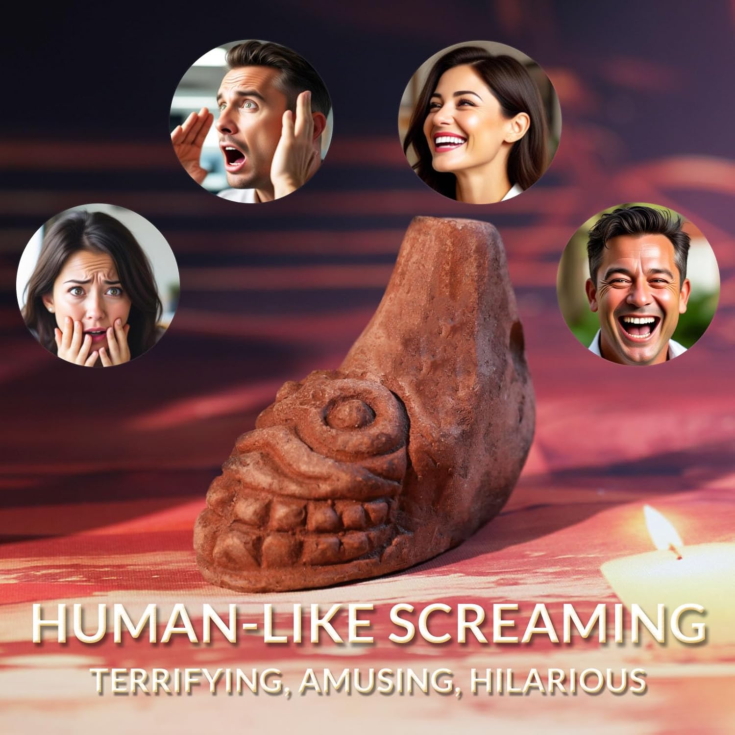 Aztec Death Whistle, 125+ dB Loud Realistic Human Scream Sound, Includes Rope and Bag, Portable Outdoor Emergency Survival Tool and Party Supply, Outdoor Survival Supplies