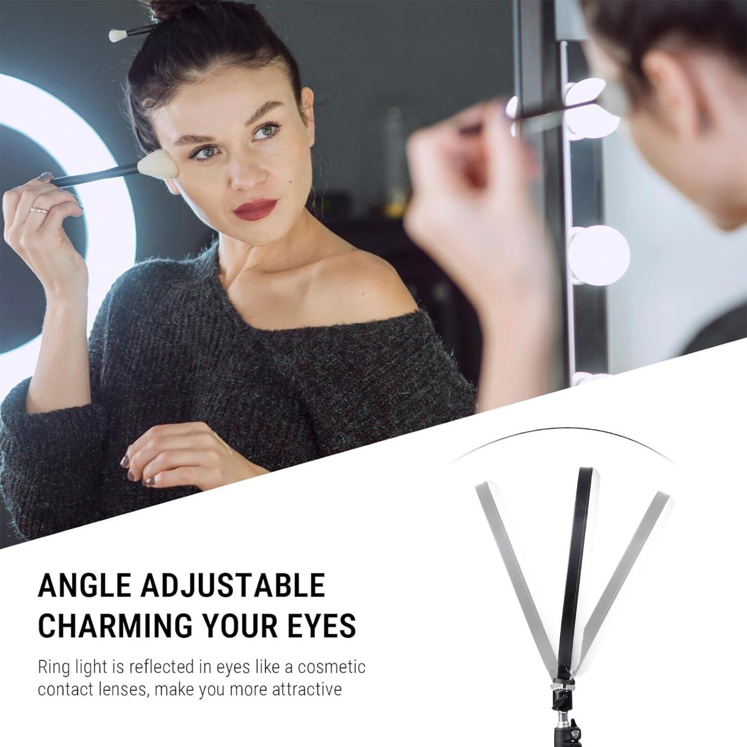 10"Ring Light with Stand,Video Light Tripod for Phone ,with 43.3"Tripod/2 Phone Clips/1 USB Ports,2600K-6500K Color Temperature,for Barber Makeup Tattoo TikTok Video Recording Vlog#springbreak