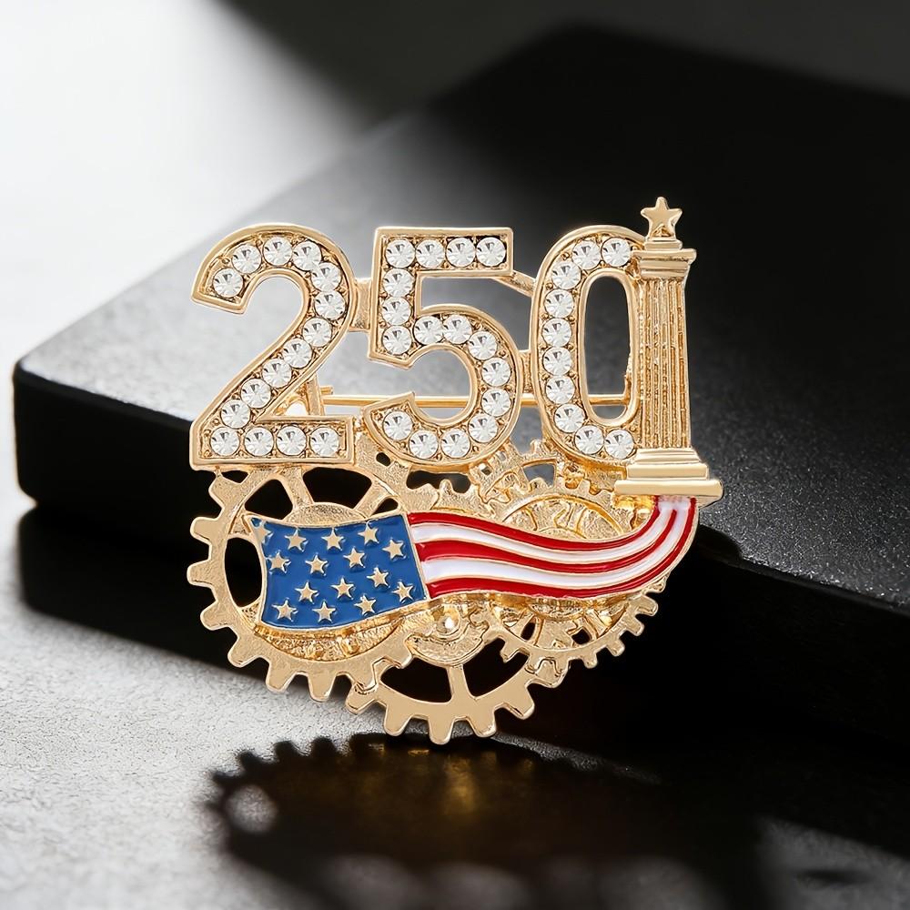 US 250th Anniversary Commemorative Brooch, American Patriotic Independence Day Pin for Men Women, Lapel Accessory for Suit Blazer Coat Collar